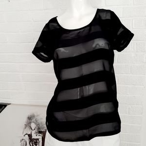 Sheer striped T-shirt